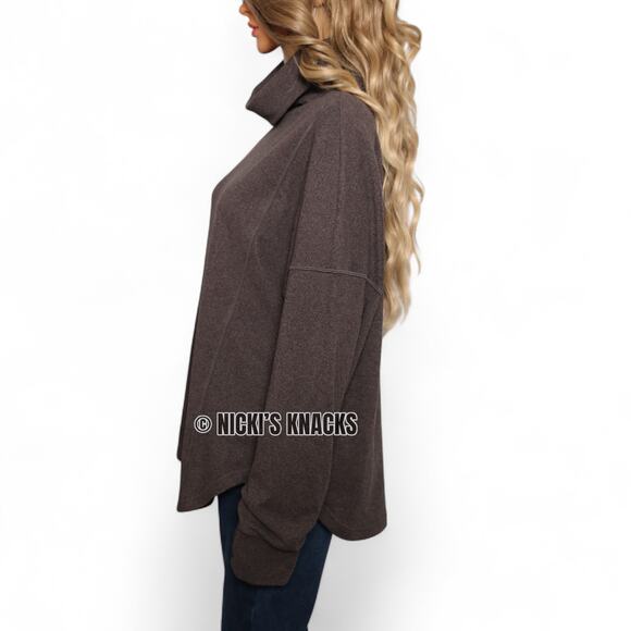 Varley Gray Rainer Brushed Rib Turtleneck Pullover Sweater Soft Jumper Size L - Picture 3 of 12